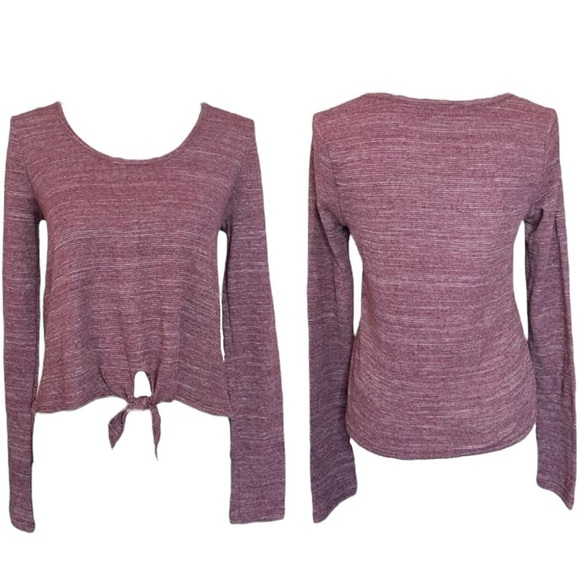 NWT Aero Long Sleeve Waffle Knit Tie Waist Top sz M - Picture 11 of 12